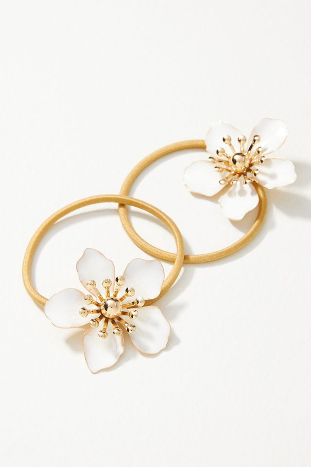 Flower-Embellished Ponytail Holder Set | Anthropologie UK