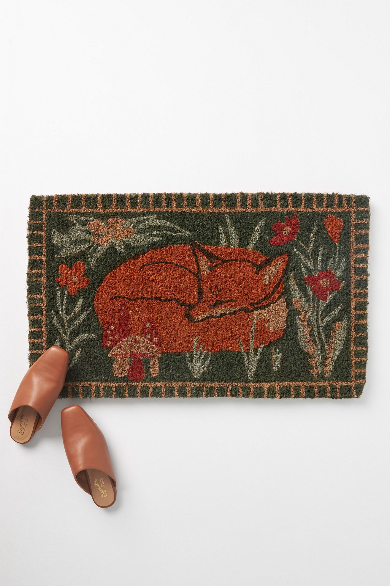 Woodland Fox Doormat - Green, One Size