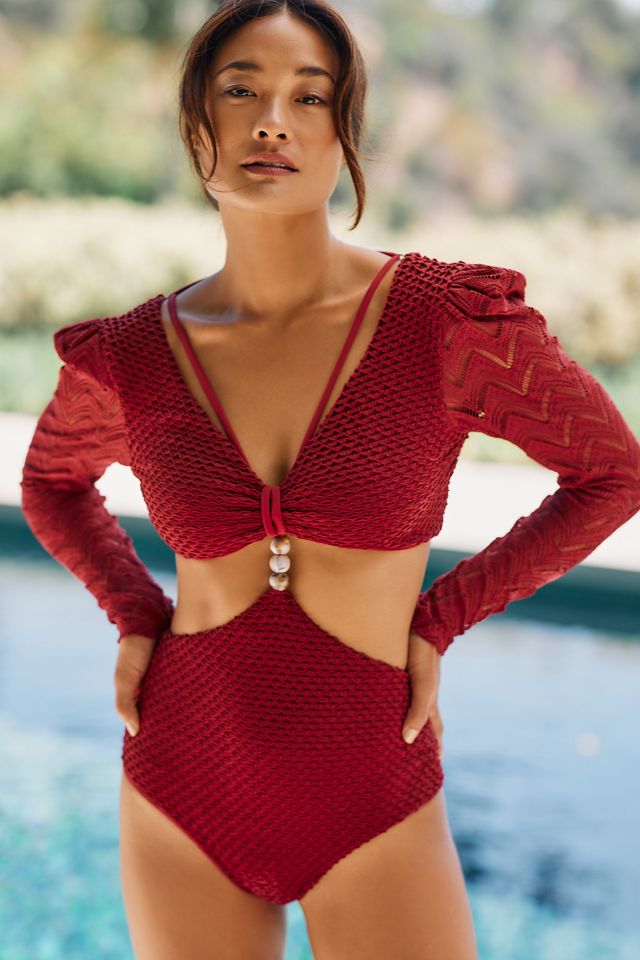 PatBO Textured Lycra One-Piece Swimsuit #3