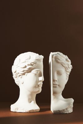 Anthropologie Grecian Bust Bookends In White