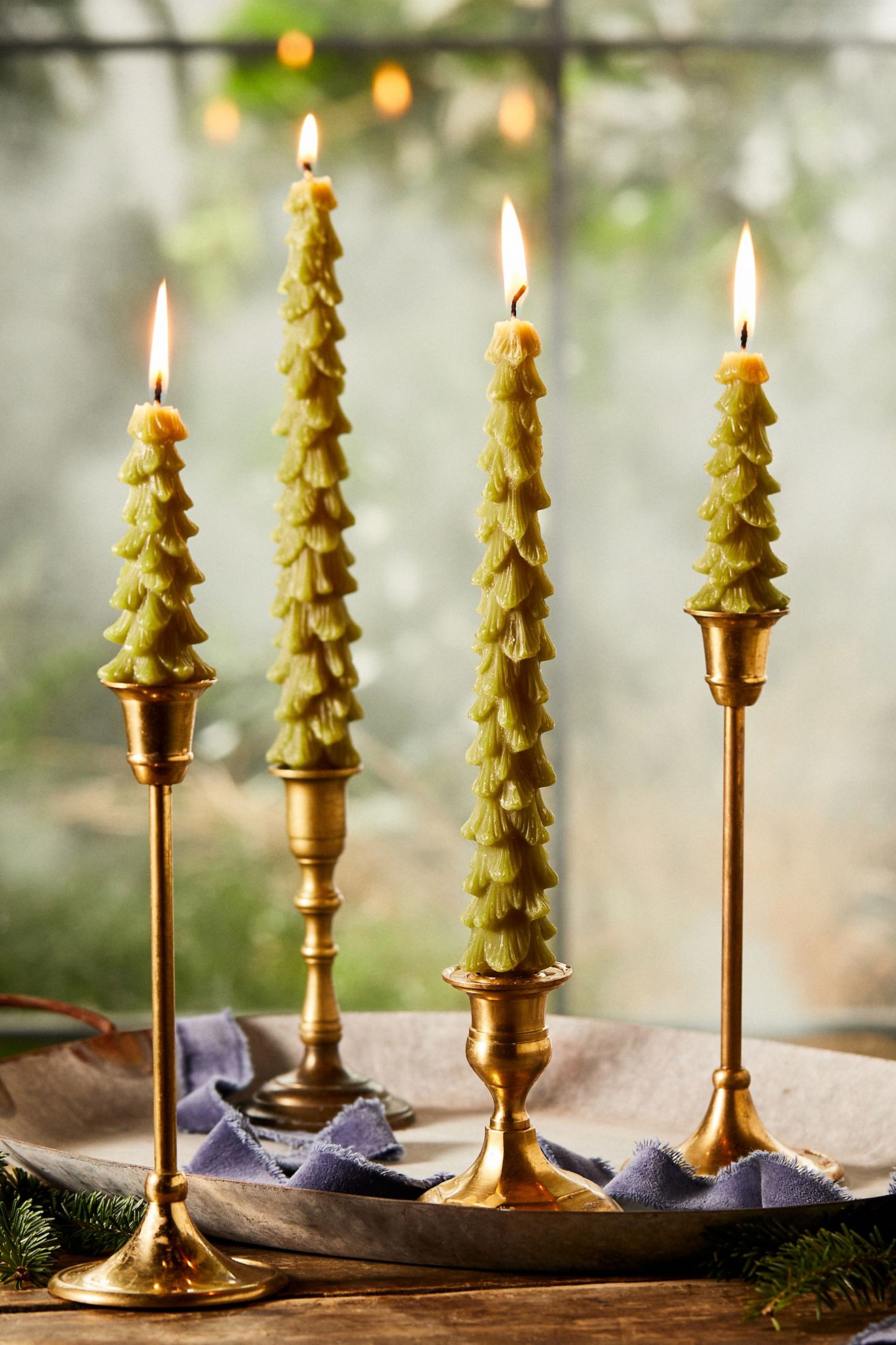 Tree Unscented Taper Candles, Set of 2 - Kelly, Standard, Large