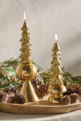 Terrain Tree Unscented Taper Candles, Set Of 2 In Gold
