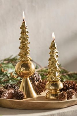 Tree Unscented Taper Candles, Set of 2