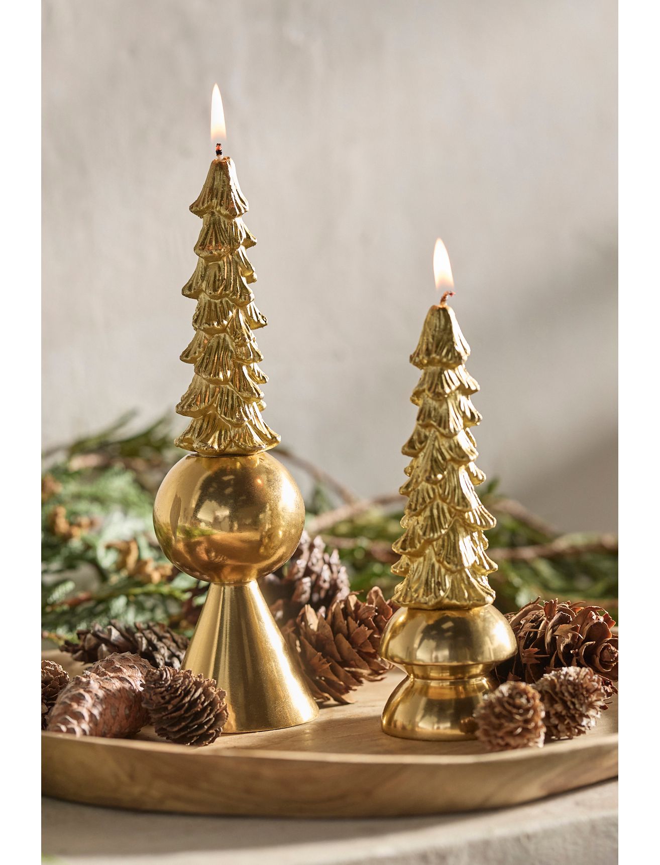 Tree Unscented Taper Candles, Set of 2 - Gold, Standard, Small