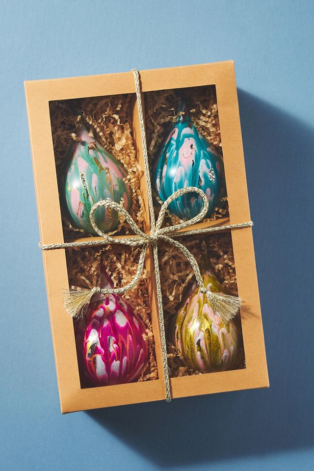 Marbled Ornaments, Set of 4 #1