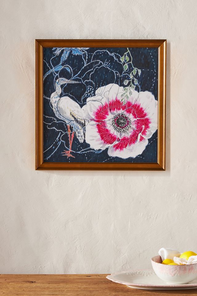 Crane and Flower Wall Art #2