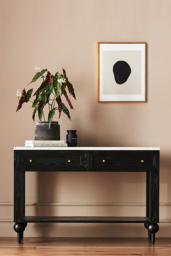 Fern Marble-Top Ash Wood Console Table