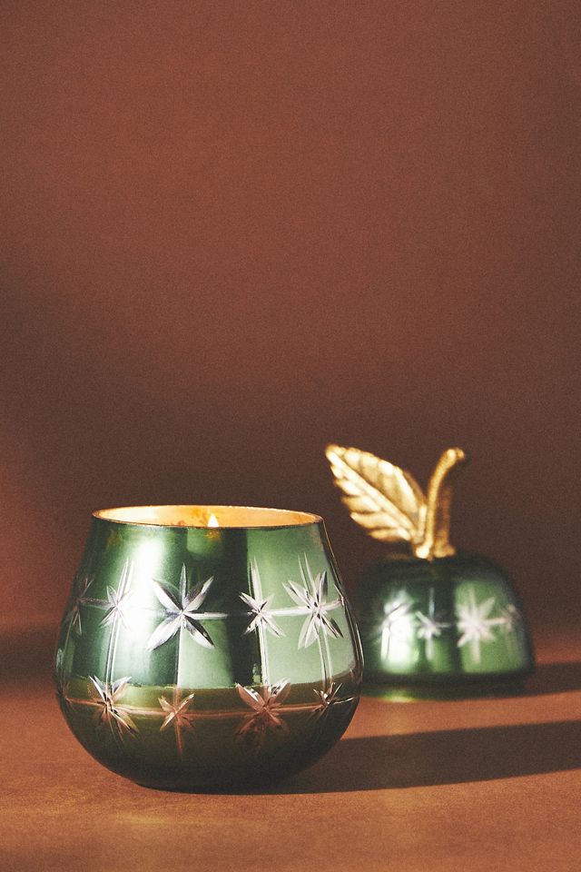 Etched Glass Fruity Poire Rouge Pear Candle #1