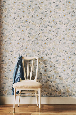 A-street Prints Matilda Poppy Fields Wallpaper In Blue