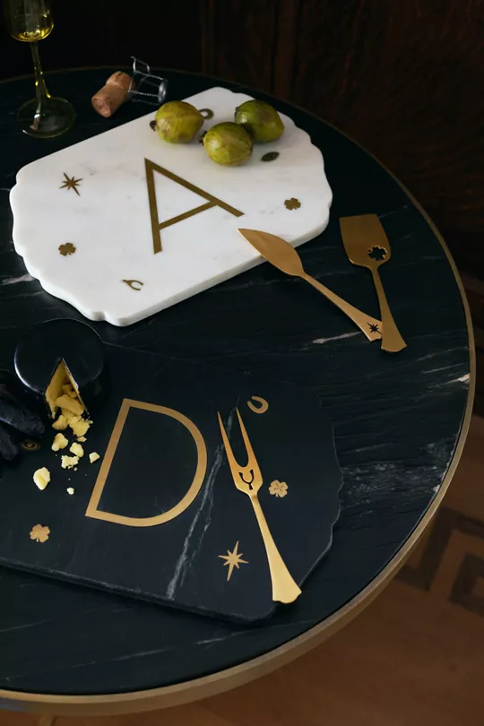 Lucky Marble Monogram Serving Board