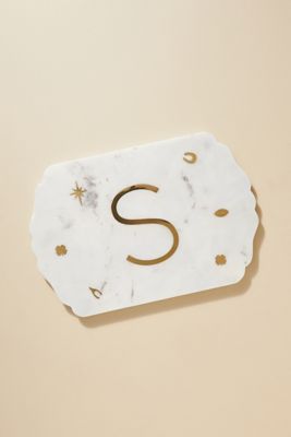 Lucky Marble Monogram Serving Board