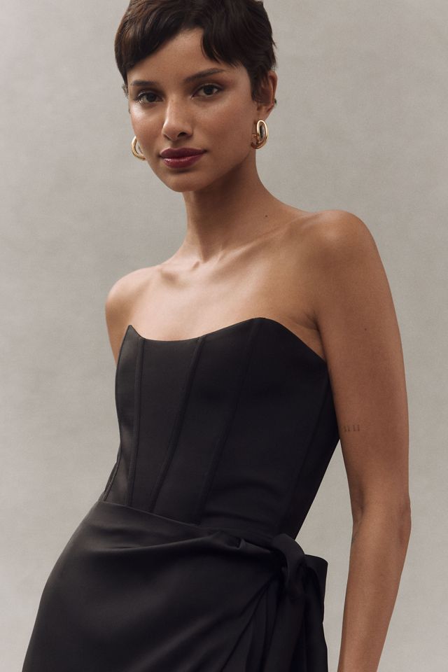 V. Chapman June Corset Jacquard Front-Slit Gown #2