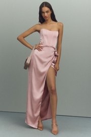 V. Chapman June Corset Jacquard Front-Slit Gown