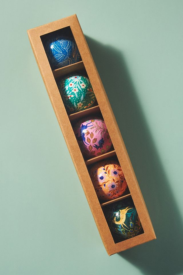 Handpainted Ball Ornaments, Set of 5 #1