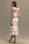 BHLDN Appliqué Square-Neck Fit & Flare Midi Dress