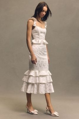 V. Chapman Poppy Lace Bustier Peplum Mini Dress | Anthropologie
