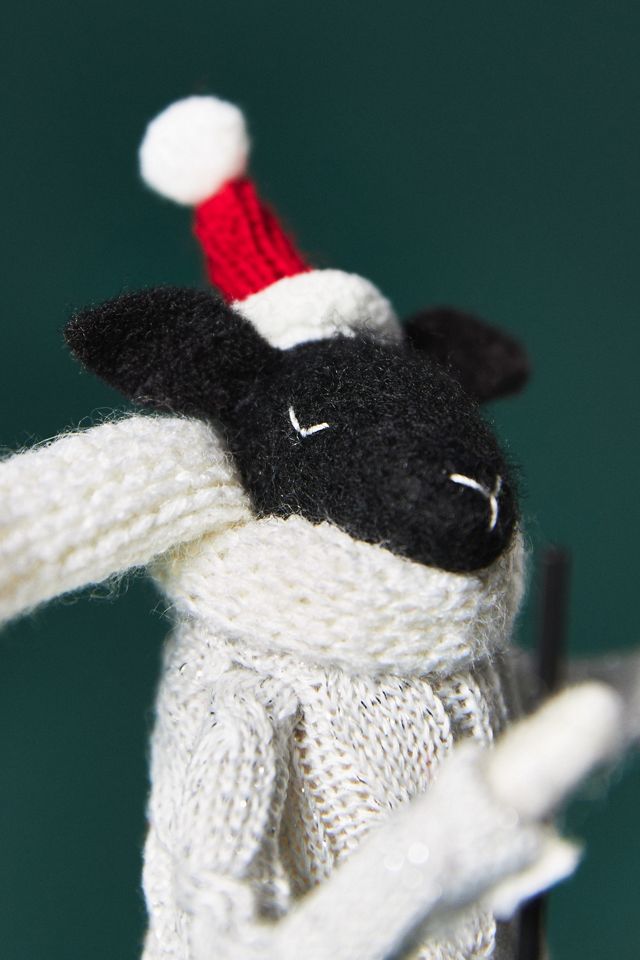 Skiing Sheep Ornament #2