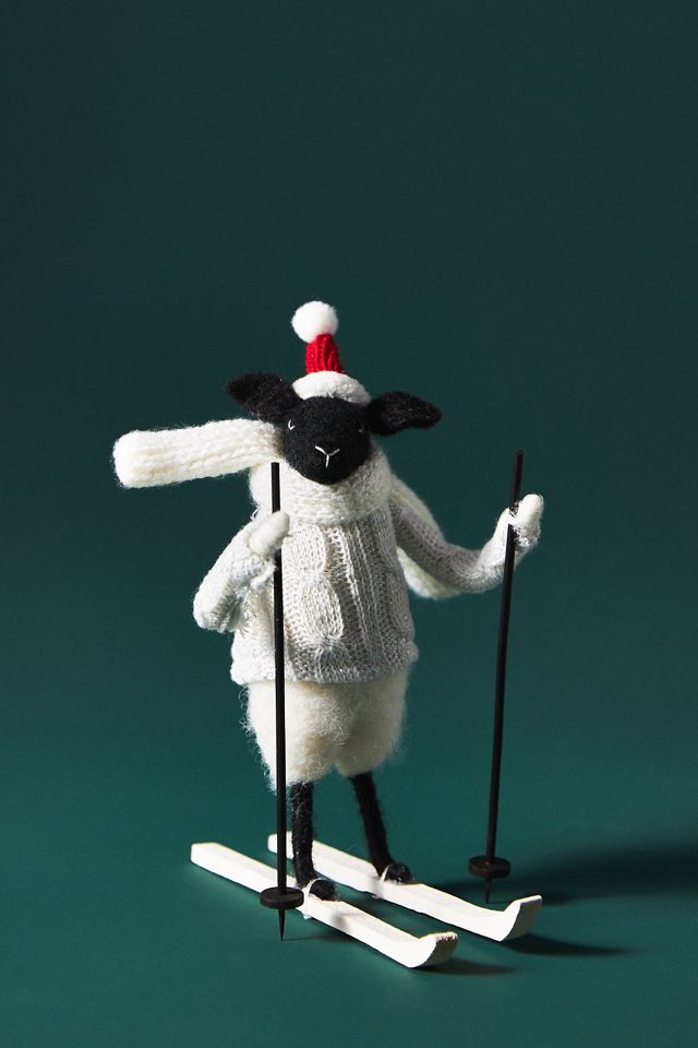 Skiing Sheep Ornament #1