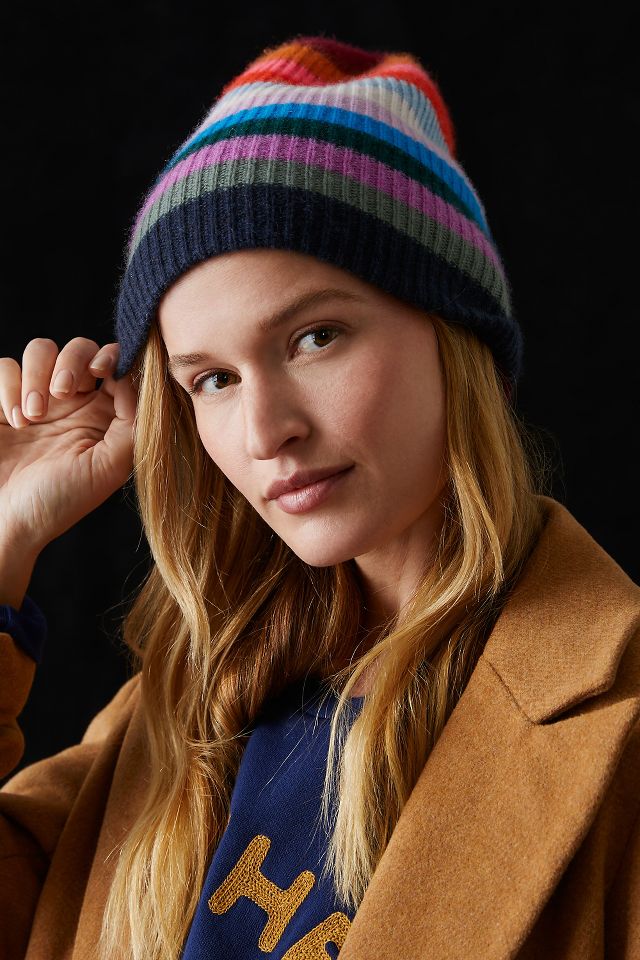 White + Warren Striped Cashmere Beanie | Anthropologie display picture 1