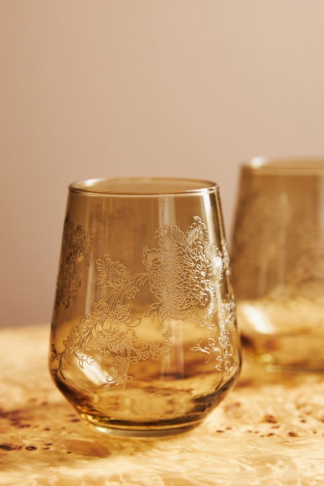 House of Hackney Stemless Etched Wine Glasses, Set of 4 #1