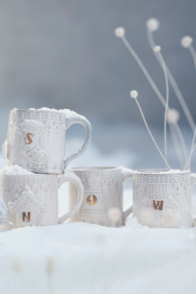 Snowcap Reactive-Glazed Monogram Mug #7