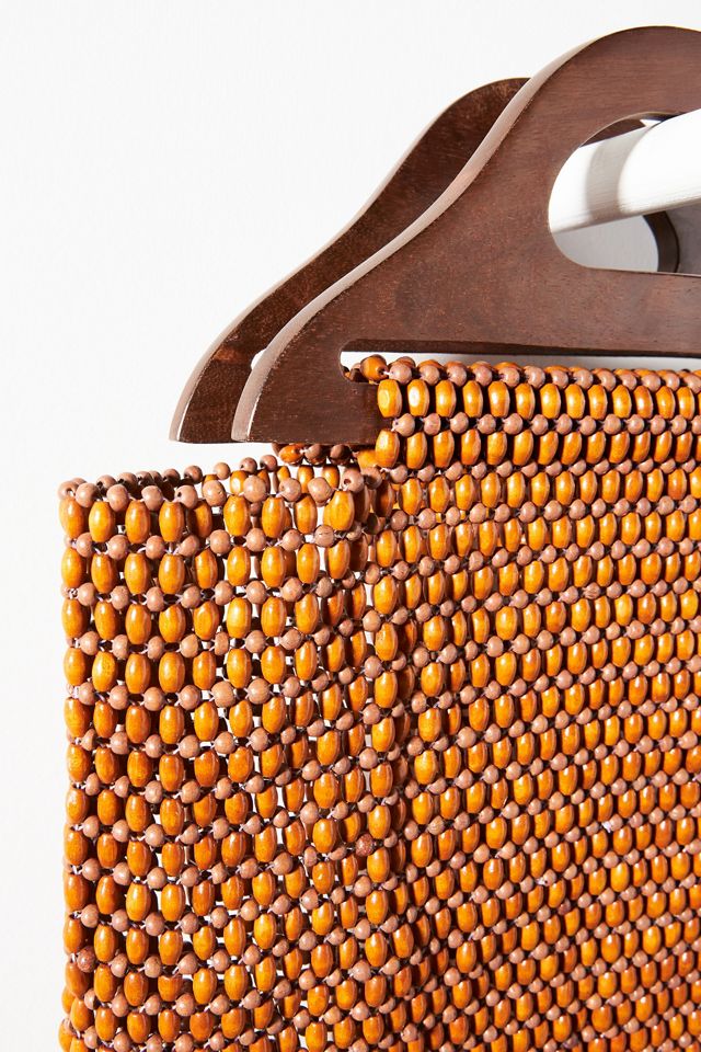 By Anthropologie Beaded Wooden Satchel #2