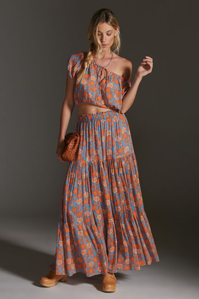 Sundry Floral Tiered Skirt