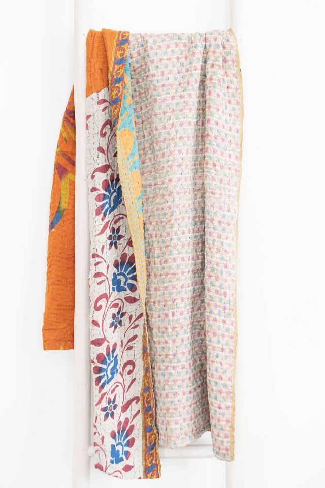 Connected Goods One-of-a-kind Kantha Quilted Throw Blanket