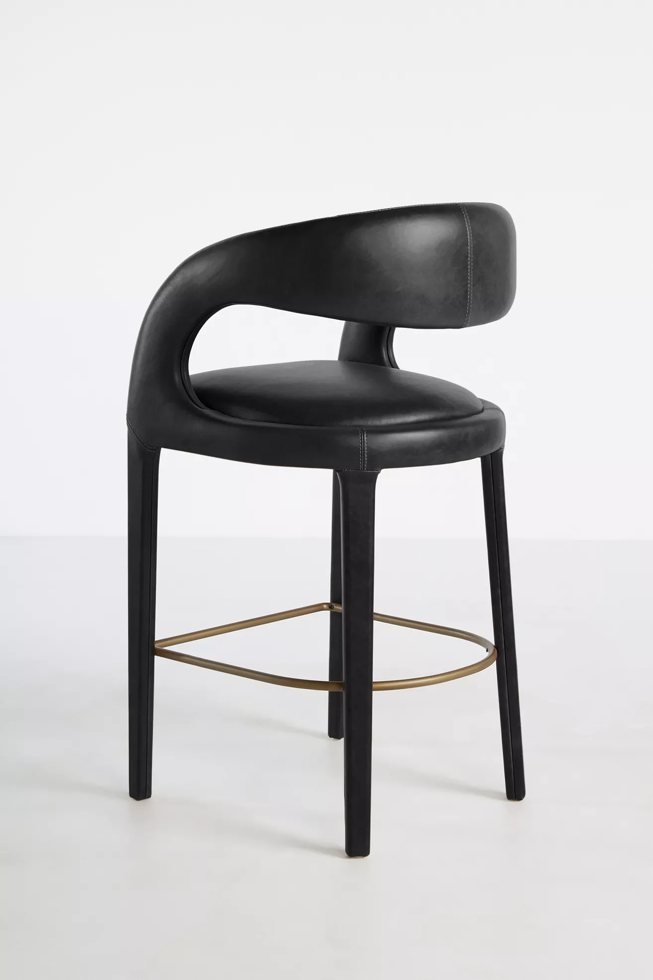 Leather Hagen counter stool front-right view