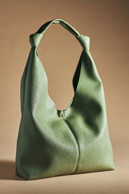 By Anthropologie Knotted Slouchy Faux Leather Bag In Green