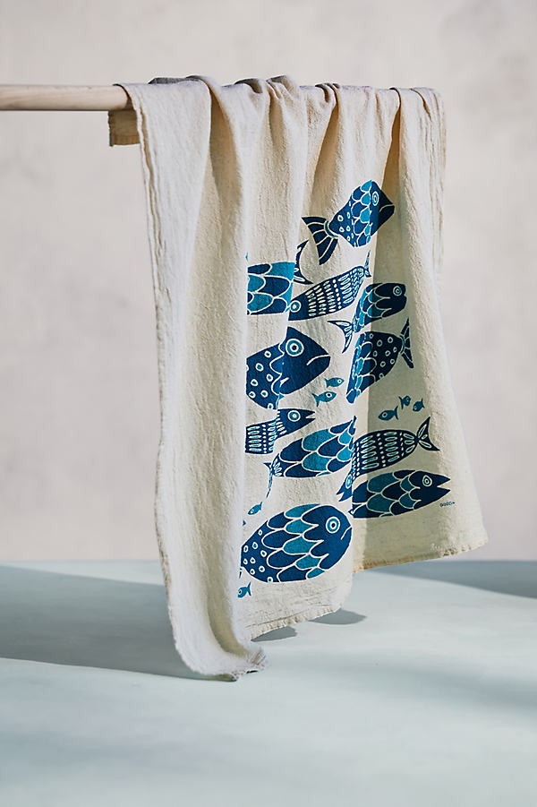 Terrain Fish Tribe Cotton Dish Towel In Multicolor