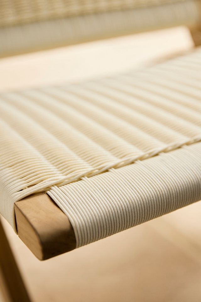 Folding Teak + Wicker Scissor Chair #2