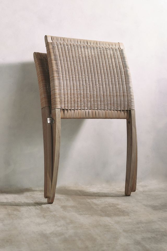 Folding Teak + Wicker Scissor Chair #5