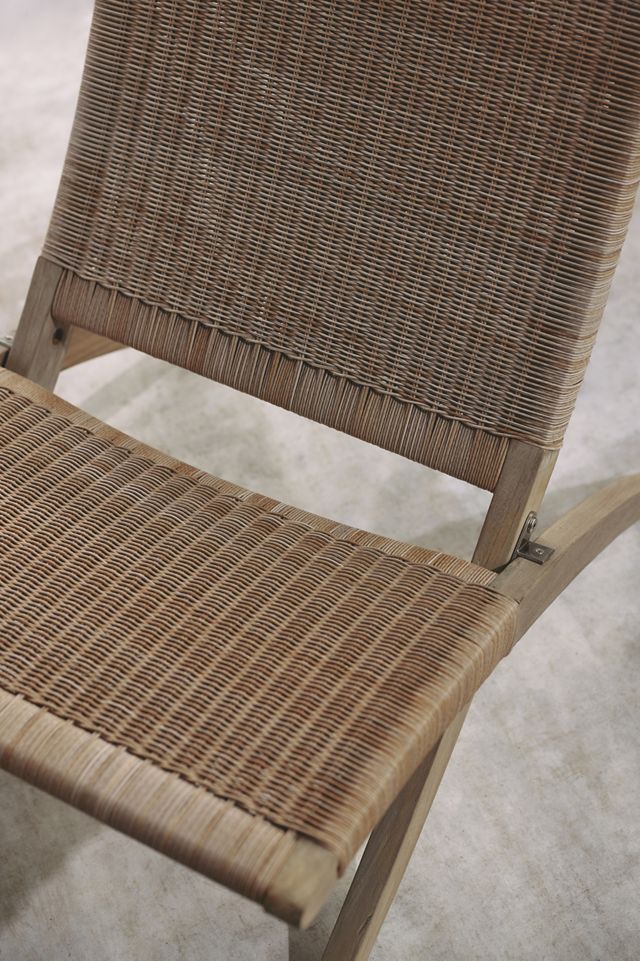 Folding Teak + Wicker Scissor Chair #6