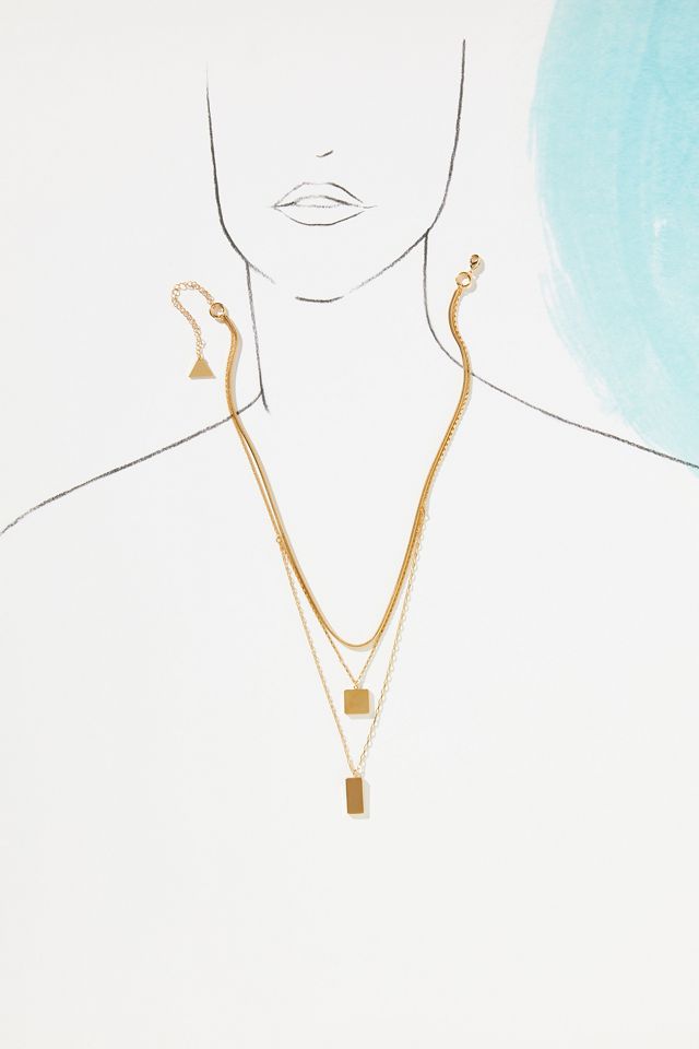 Delicate Layered Herringbone Necklace #3