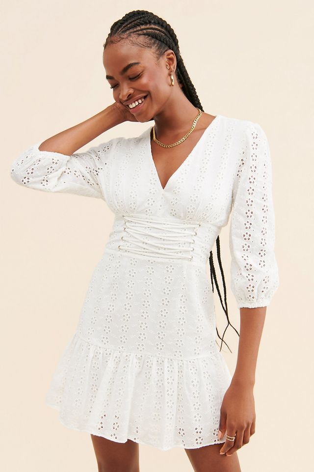 Anthropologie white eyelet clearance dress