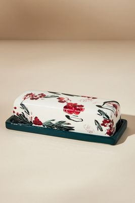 Holly and Pear Butter Dish