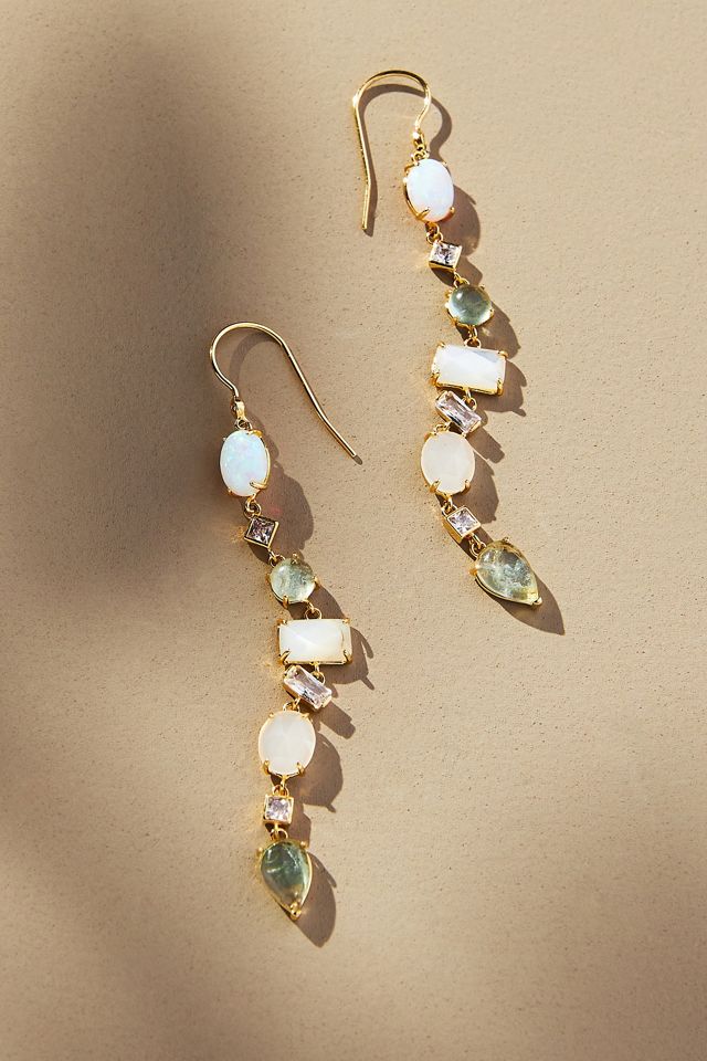 Mixed-Stone Drop Earrings