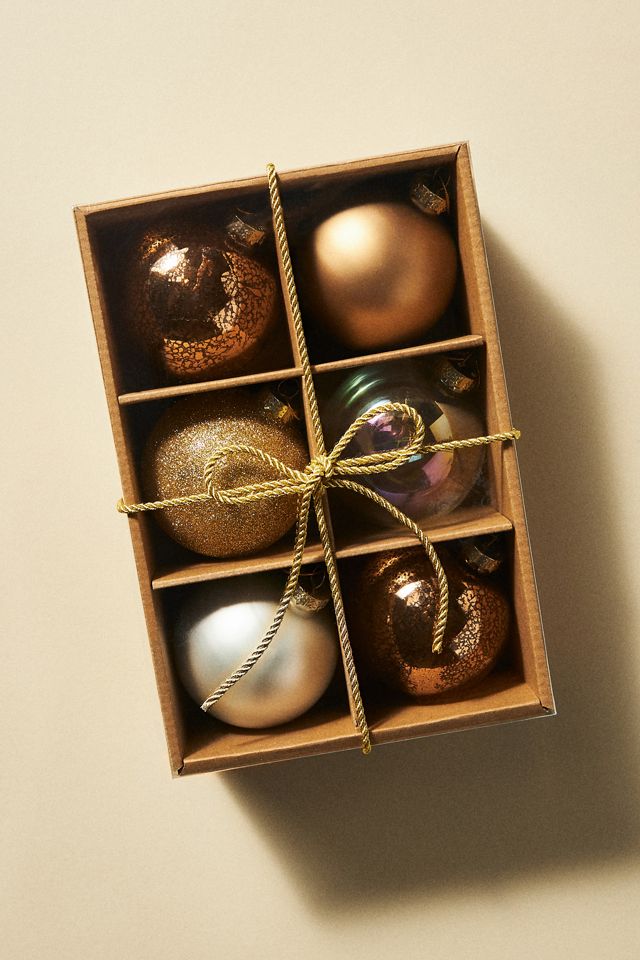 Gold Bauble Ornaments, Set of 6 #1