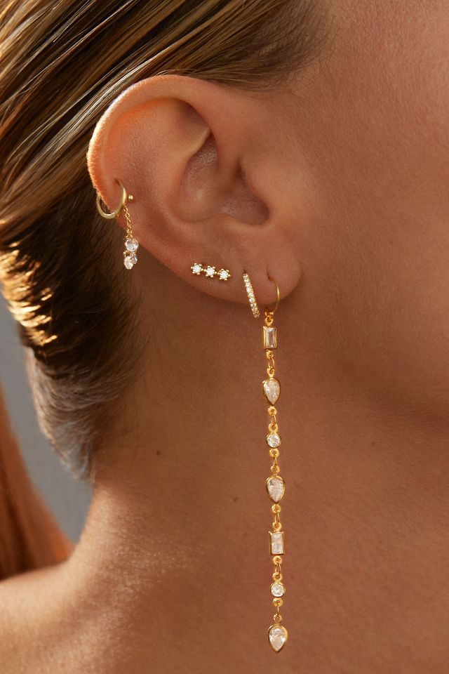 Gold and crystal drop shop earrings