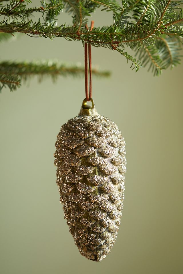 Glittered Natural Pinecone Ornament