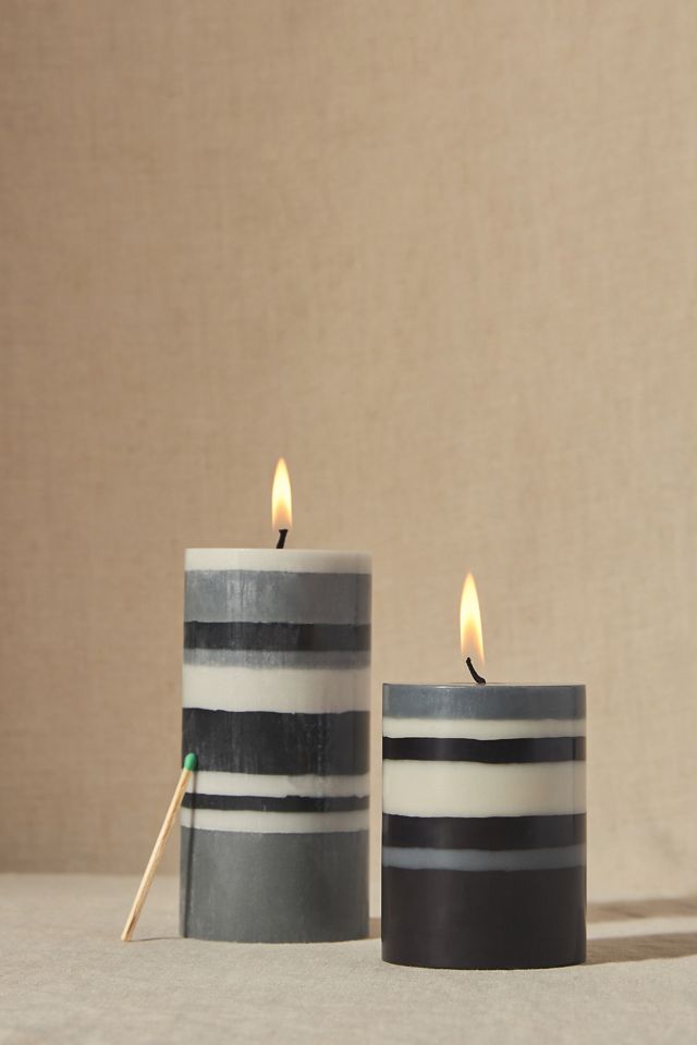 Striped Pillar Candle #1