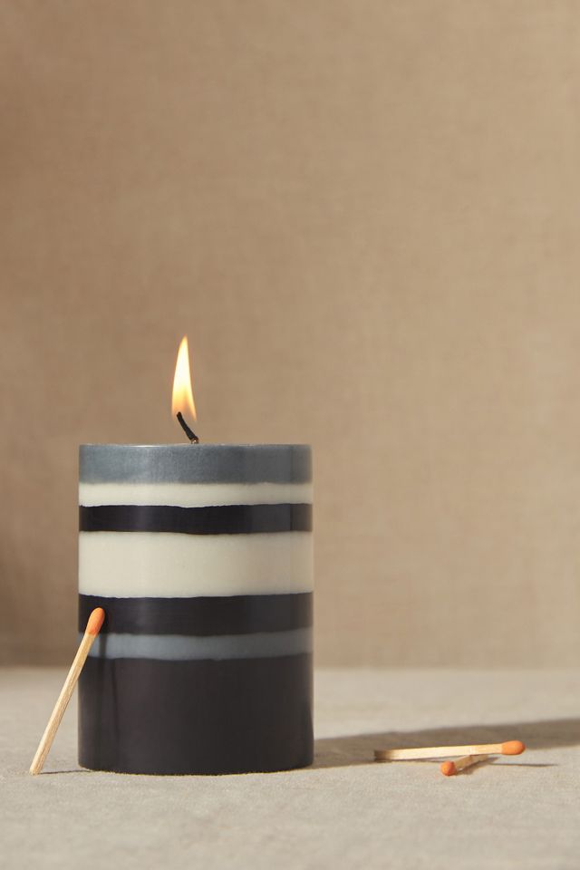 Striped Pillar Candle #2