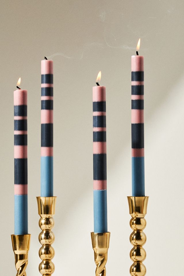 Striped Taper Candles, Set of 4 #1