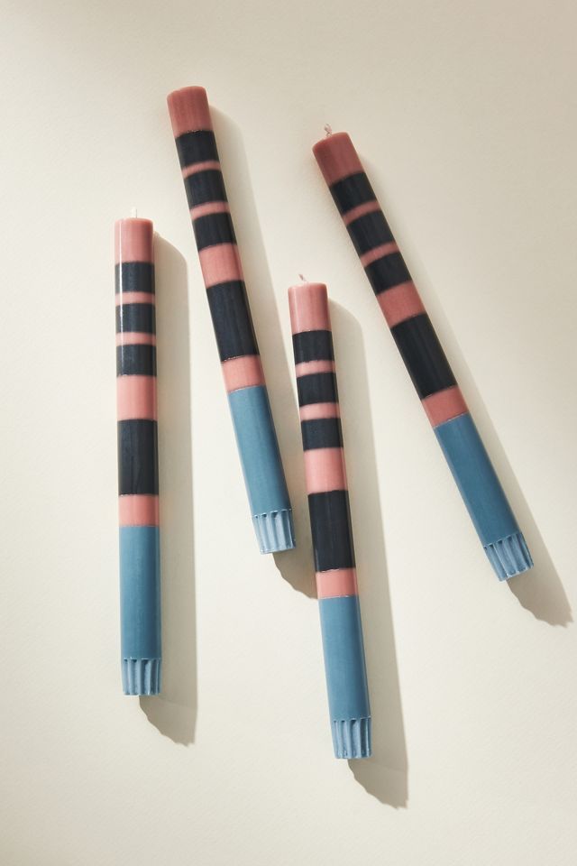 Striped Taper Candles, Set of 4 #2