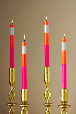 Striped Taper Candles, Set of 4