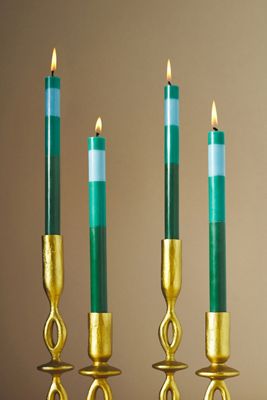 Striped Taper Candles, Set of 4