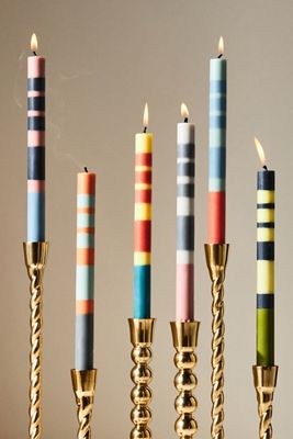 Striped Taper Candles, Set of 6