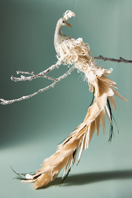 Ivory Peacock Ornament | AnthroLiving