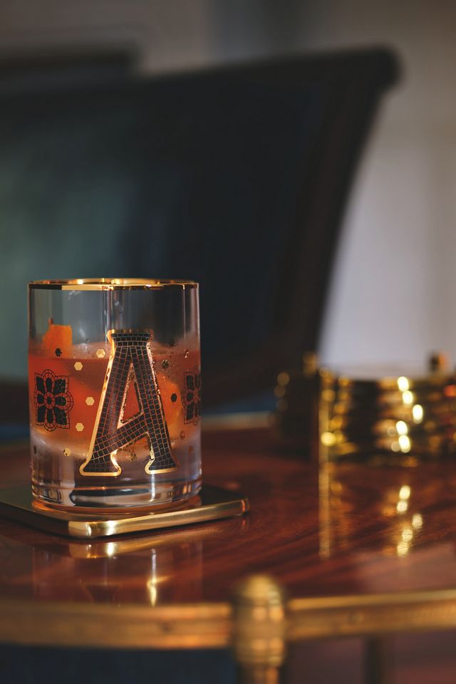 The Bistro Tile Monogram Old Fashioned Glass #5